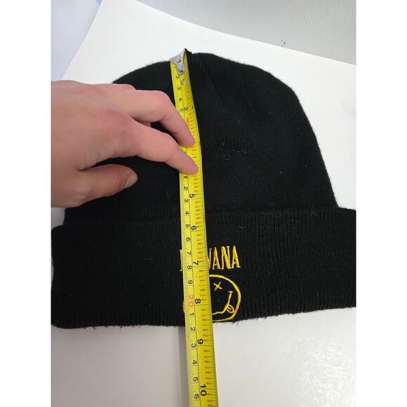 H&M Divided Nirvana Black and Yellow Embroidered Beanie - Picture 8 of 8